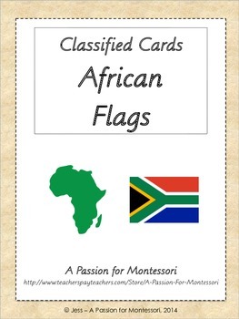 Preview of African Flags, 54 Three Part cards, Montessori Africa Continent Box