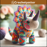 African Flower Triceratops Crochet Pattern – Digital Download
