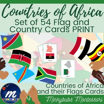 Preview of African Geography Countries and Flags of Africa Set 54 Cards in PRINT