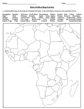 African Geography Map Activity by Stephanie's History Store | TPT