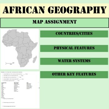 Preview of African Geography Map Assignment+Questions