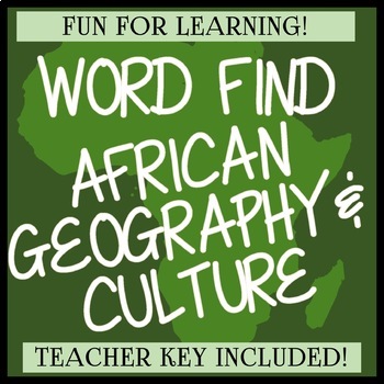 Preview of AFRICA GEOGRAPHY AND CULTURE WORD SEARCH (Puzzle Is Shaped Like Africa!)