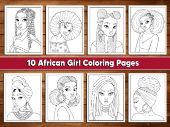 Preview of African Girl Black Woman Coloring books