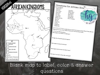 Medieval Africa, Ghana, Mali, and Songhai, Map Activity, Printable &  Digital