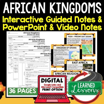 Preview of African Kingdoms Guided Notes and PowerPoints, Interactive Notebooks, Google