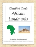 African Landmarks, Montessori flash cards, Africa continent box
