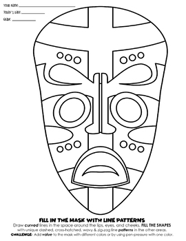 Preview of ART 101: Elementary Line, Pattern and Value Lesson- Curved Lines on a Mask