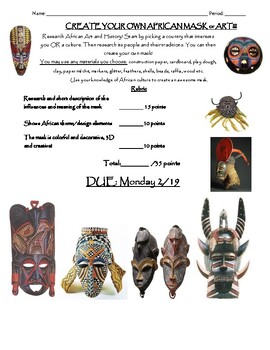 Preview of African Mask research and project