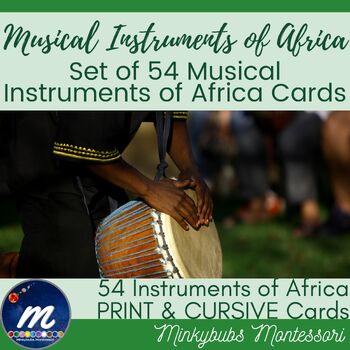 Preview of African Music Instruments 3 Part 4 Part 54 Sets in PRINT & CURSIVE