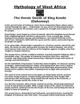 Preview of African Mythology: Heroic Deeds of King Kondo Assignment (Dahomey WORD)