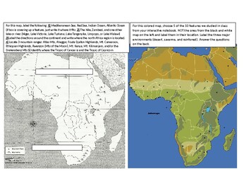 Preview of African Physical Features Map Quiz