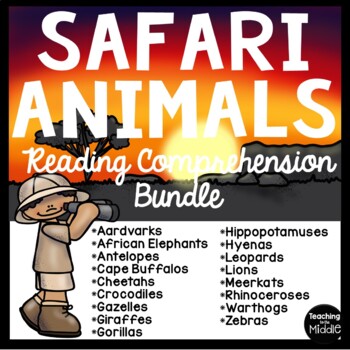 Preview of African Safari Animals Informational Text Reading Comprehension Bundle