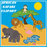 African Safari Clipart Wild Animals Lions Elephants Flamin
