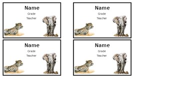 Preview of African Safari Wild Animals Themed Name Tags / Book Name tags