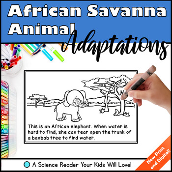 Preview of African Savanna Animal Adaptations Science Book Print and Digital