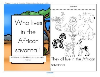 African Animals Informative Reader plus Puppets, Vocabulary by KidSparkz