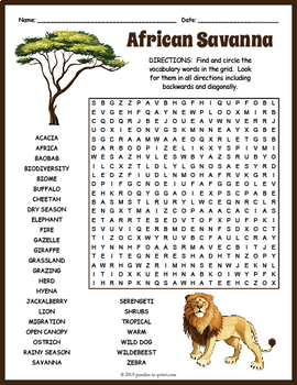 savannah safari word search pro