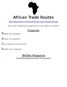 Preview of African Trade Routes R.A.C.E Online Writing Assignment  W/Article (WORD)