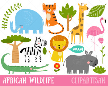 African Wildlife Clip Art | Safari Animals Printable | Jungle by ClipArtisan