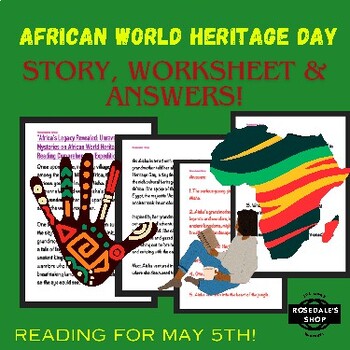 Preview of African World Heritage Day - Reading Comprehension & Worksheet!