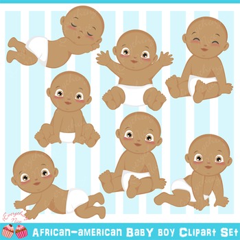 African-american Black Baby Boy Clipart Set by 1Everything Nice | TpT