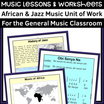 Preview of African and Jazz Music Lessons and Worksheets for Middle School & General Music