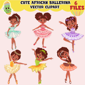 Preview of African ballerina clipart, Ballet clip art, Cute black ballerina, tutu dress