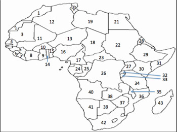 Preview of African countries by number