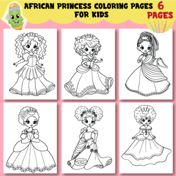 Preview of Printable African princess coloring page for kids, fun Activity coloring sheets