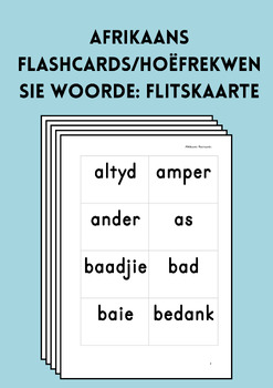Preview of Afrikaans Flashcards/Hoëfrekwensie Woorde: Flitskaarte - Pack/Pak 1