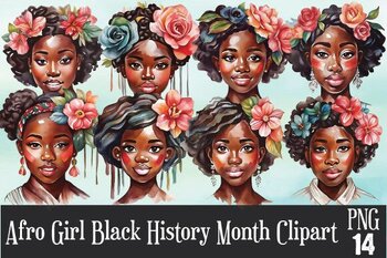 Black history month 2024 clip art Afro Bundle Cliparts Bundle Afro Girl ...