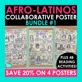 Preview of Afro-Latinos Collaborative Poster Bundle with Reading Activities