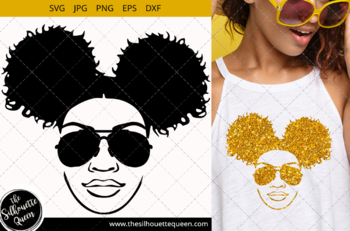 Afro Woman svg with sunglasses and side Puffs Svg, African American ...