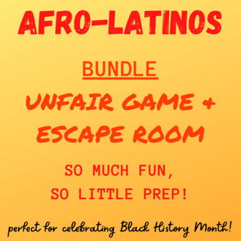 Preview of Afro-latinos BUNDLE - Unfair Game + Escape Room - Spanish - Editable - NO PREP!