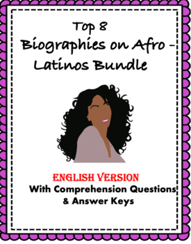 Preview of Afro-latinos TOP 8 Biographies Bundle @40% off! (Black History Month) IN ENGLISH