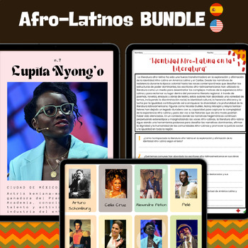 Preview of Save +10 hours Afrolatinos BUNDLE Spanish reading comprehension passages 