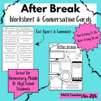 Preview of After Break Worksheet & Prompts-FACS, Winter, Spring, SEL, New Year's, MS, HS