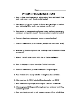 Preview of After High School Scavenger Hunt