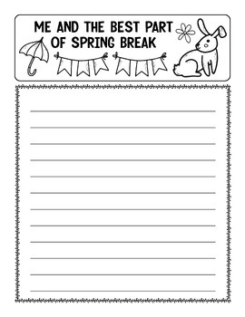 After Spring Break Activities Welcome Back from Spring Break Reflection ...