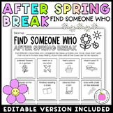 After Spring Break Activity | Find Someone Who Editable
