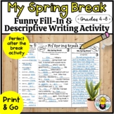 After Spring Break  Writing Activity: Funny Fill-In & Desc