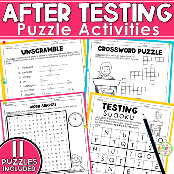 Preview of After State Testing Activities Puzzle Packets - Word Search Crossword Sudoku