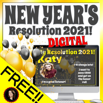 Preview of After Winter Break Activity Google Slides New Years Resolution 2021 FREE