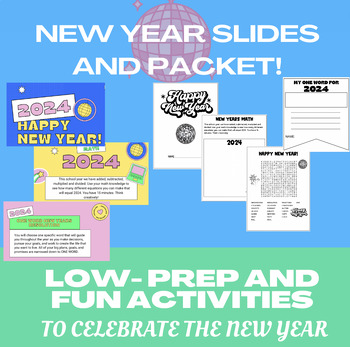 Preview of After Winter Break New Year Activities - all day planned with packet and slides!