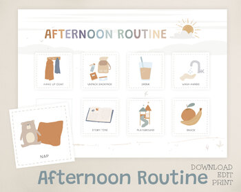 Preview of Afternoon Routine Charts and Cards / Editable Visual Schedule