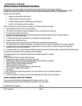 Preview of Afterschool program: Stud. Behavior Management Procedures&Staff code of contduct