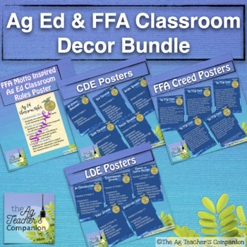 Preview of Ag Ed and FFA Classroom Decor Bundle - FFA , Motto, Creed, LDE & CDE Posters,