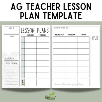 Preview of Ag Teacher Lesson Plan Printable Template