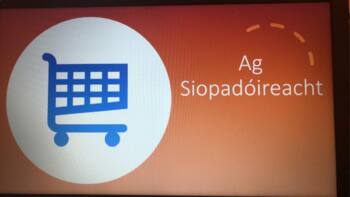 Preview of Ag siopadóireacht Powerpoint and Games Resource Pack