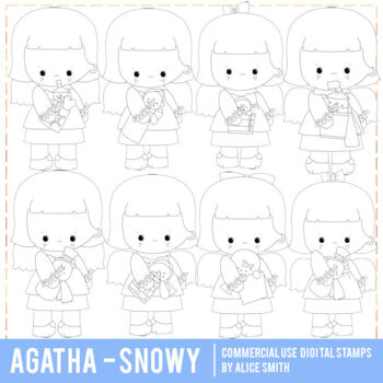 Preview of Agatha Angels - Winter Snowy - Digital Stamp Graphics